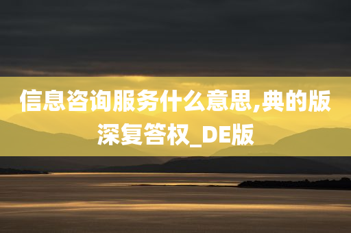 信息咨询服务什么意思,典的版深复答权_DE版