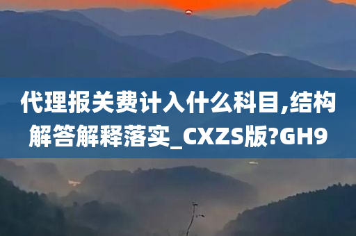 代理报关费计入什么科目,结构解答解释落实_CXZS版?GH9