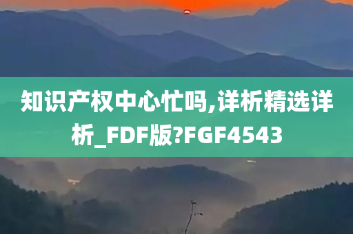 知识产权中心忙吗,详析精选详析_FDF版?FGF4543